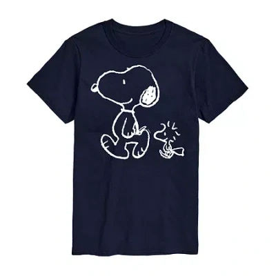 Novelty T-shirts Mens Crew Neck Short Sleeve Regular Fit Peanuts Big And Tall Graphic T-shirt In Blue