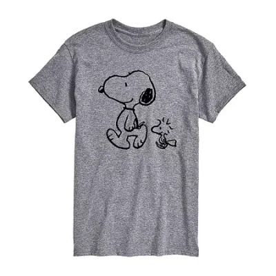 Novelty T-shirts Mens Crew Neck Short Sleeve Regular Fit Peanuts Big And Tall Graphic T-shirt In Gray