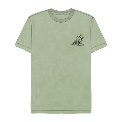 Novelty T-shirts Mens Crew Neck Short Sleeve Regular Fit Peanuts Graphic T-shirt In Green