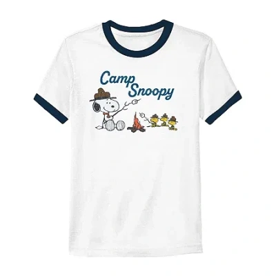 Novelty T-shirts Mens Crew Neck Short Sleeve Regular Fit Peanuts Graphic T-shirt In White