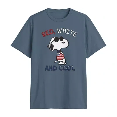 Novelty T-shirts Mens Crew Neck Short Sleeve Regular Fit Peanuts Snoopy Big And Tall Graphic T-shirt In Blue