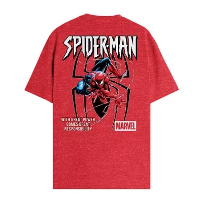 Novelty T-shirts Mens Crew Neck Short Sleeve Regular Fit Spiderman Graphic T-shirt In Red