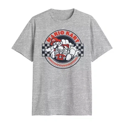 Novelty T-shirts Mens Crew Neck Short Sleeve Regular Fit Super Mario Big And Tall Graphic T-shirt In Gray