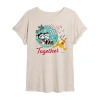 Novelty T-shirts Mickey And Minnie Sleigh Ride Tee Womens Crew Neck Short Sleeve Mickey And Friends Graphic T-shirt In Sand