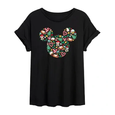 Novelty T-shirts Mickey Mouse Icon Tee Womens Crew Neck Short Sleeve Mickey Mouse Graphic T-shirt In Black