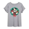 Novelty T-shirts Mickey Mouse Wreath Tee Womens Crew Neck Short Sleeve Mickey Mouse Graphic T-shirt In Gray