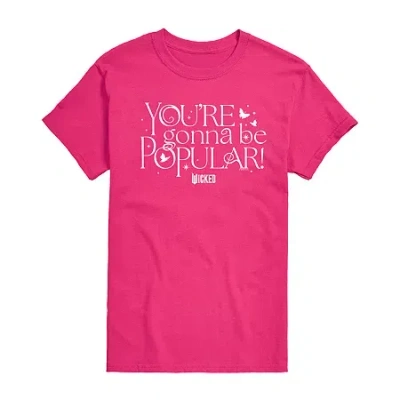 Novelty T-shirts Movie Glinda Tee Womens Juniors Crew Neck Short Sleeve Regular Fit Wicked Graphic T-shirt In Pink