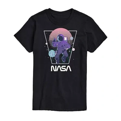 Novelty T-shirts Nasa Mens Crew Neck Short Sleeve Regular Fit Graphic T-shirt In Black