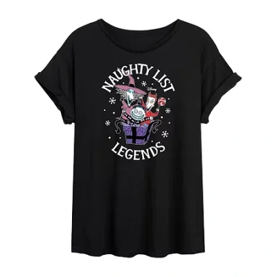 Novelty T-shirts Nightmare Before Christmas Naughty List Tee Womens Crew Neck Short Sleeve Nightmare Before Christmas In Black