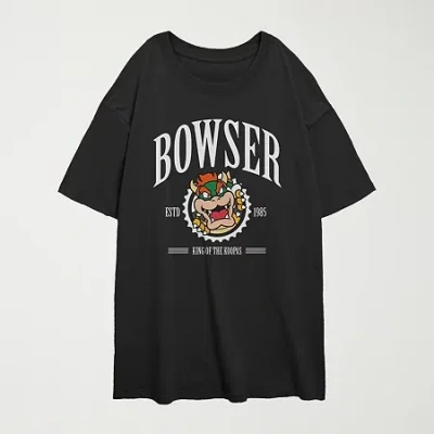 Novelty T-shirts Nintendo Bowser Tee Womens Juniors Crew Neck Short Sleeve Nintendo Graphic T-shirt In Multi