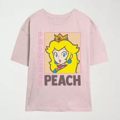 Novelty T-shirts Nintendo Princess Peach Tee Womens Juniors Crew Neck Short Sleeve Nintendo Graphic T-shirt In Pink