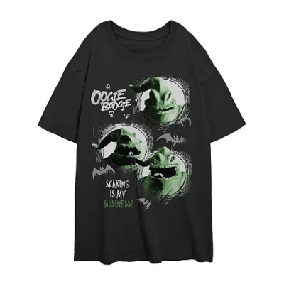 Novelty T-shirts Oogie Boogie Womens Juniors Crew Neck Short Sleeve Oversized Nightmare Before Christmas Graphic T-sh In Black