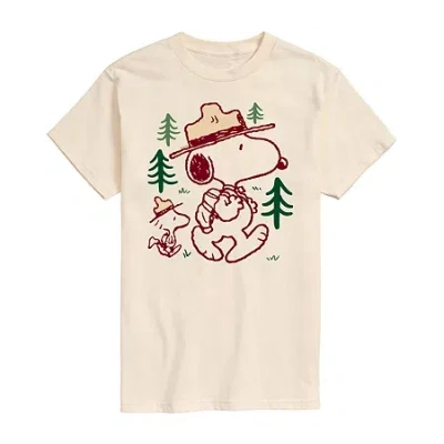 Novelty T-shirts Peanuts Snoopy And Woodstock Wilderness Tee Womens Juniors Crew Neck Short Sleeve Regular Fit Peanut In White