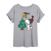 Novelty T-shirts Peanuts Snoopy And Woostock Tree Tee Womens Crew Neck Short Sleeve Snoopy Graphic T-shirt In Gray
