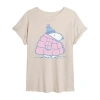 Novelty T-shirts Peanuts Snoopy Coat Tee Womens Juniors Scoop Neck Short Sleeve Oversized Peanuts Snoopy Graphic T-sh In Sand