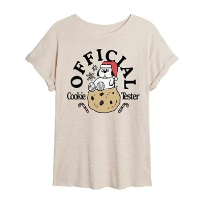 Novelty T-shirts Peanuts Snoopy Offical Cookie Tester Tee Womens Crew Neck Short Sleeve Snoopy Graphic T-shirt In Sand