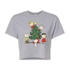 Novelty T-shirts Peanuts Tree Cropped Tee Womens Crew Neck Short Sleeve Peanuts Graphic T-shirt In Gray