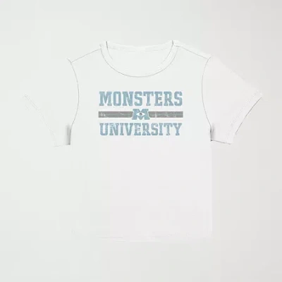 Novelty T-shirts Pixar Monsters University Baby Tee Womens Juniors Crew Neck Short Sleeve Graphic T-shirt In Sand