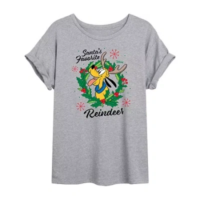 Novelty T-shirts Pluto Reindeer Tee Womens Crew Neck Short Sleeve Pluto Graphic T-shirt In Gray