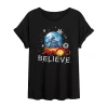 Novelty T-shirts Polar Express Believe Tee Womens Juniors Crew Neck Short Sleeve Regular Fit Graphic T-shirt In Black