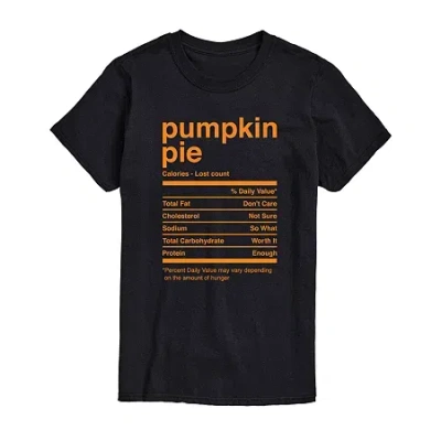 Novelty T-shirts Pumpkin Pie Mens Crew Neck Short Sleeve Regular Fit Graphic T-shirt In Black