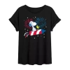 Novelty T-shirts Snoopy And Woodstock Firecracker Womens Juniors Crew Neck Short Sleeve Regular Fit Peanuts Snoopy Gr In Black
