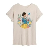 Novelty T-shirts Snow White Tee Womens Juniors Crew Neck Short Sleeve Oversized Snow White Graphic T-shirt In Sand