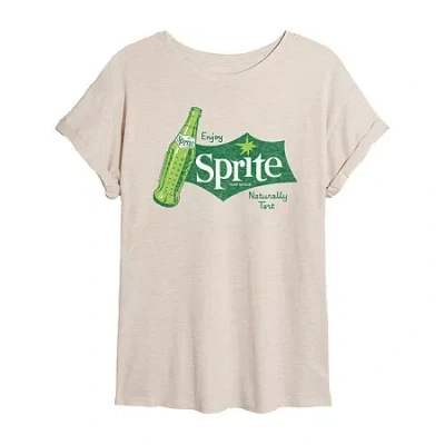 Novelty T-shirts Sprite Tee Womens Juniors Crew Neck Short Sleeve Oversized Graphic T-shirt In Sand