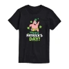 Novelty T-shirts Squarepants Happy Patrick's Day Tee Womens Juniors Crew Neck Short Sleeve Regular Fit Spongebob Grap In Black