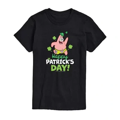 Novelty T-shirts Squarepants Happy Patrick's Day Tee Womens Juniors Crew Neck Short Sleeve Regular Fit Spongebob Grap In Black