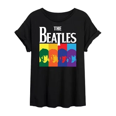 Novelty T-shirts The Beatles Tee Womens Juniors Crew Neck Short Sleeve Regular Fit The Beatles Graphic T-shirt In Black