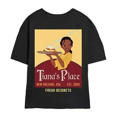 Novelty T-shirts The Princess And The Frog Tiana's Place Tee Womens Juniors Crew Neck Short Sleeve Regular Fit Graphi In Black