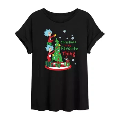 Novelty T-shirts Thing 1 And Thing 2 Favorite Womens Juniors Crew Neck Short Sleeve Regular Fit Dr. Seuss Graphic T-s In Black
