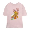 Novelty T-shirts Tweety Bird Easter Tee Womens Juniors Crew Neck Short Sleeve Regular Fit Looney Tunes Graphic T-shir In Pink