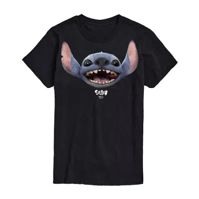 Novelty T-shirts Unisex Adult Crew Neck Short Sleeve Classic Fit Lilo & Stitch Big And Tall Graphic T-shirt In Black