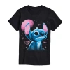 Novelty T-shirts Unisex Adult Crew Neck Short Sleeve Classic Fit Lilo & Stitch Big And Tall Graphic T-shirt In Blue