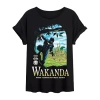 Novelty T-shirts Wakanda Womens Juniors Scoop Neck Short Sleeve Regular Fit Black Panther Marvel Graphic T-shirt In Black