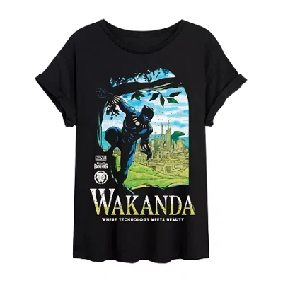 Novelty T-shirts Wakanda Womens Juniors Scoop Neck Short Sleeve Regular Fit Black Panther Marvel Graphic T-shirt