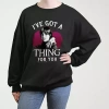 Novelty T-shirts Wednesday I've Got A Thing For You Womens Juniors Crew Neck Long Sleeve Sweatshirt In Black