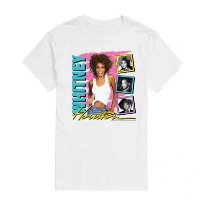 Novelty T-shirts Whitney Houston Tee Womens Juniors Crew Neck Short Sleeve Regular Fit Graphic T-shirt In White