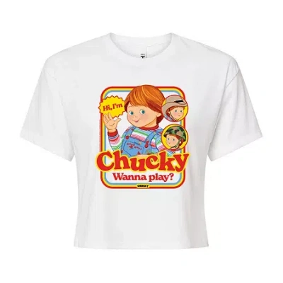 Novelty T-shirts Womens Crew Neck Short Sleeve Chucky Graphic T-shirt In White