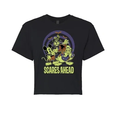 Novelty T-shirts Womens Crew Neck Short Sleeve Mickey And Friends Graphic T-shirt In Black