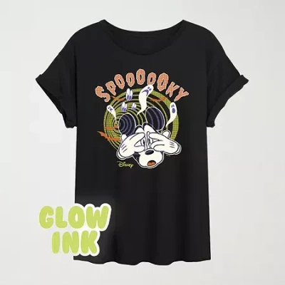 Novelty T-shirts Womens Crew Neck Short Sleeve Mickey And Friends Graphic T-shirt In Black