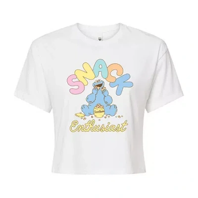 Novelty T-shirts Womens Crew Neck Short Sleeve Sesame Street Graphic T-shirt In White