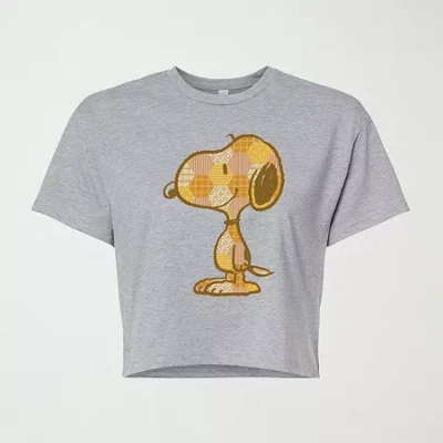 Novelty T-shirts Womens Crew Neck Short Sleeve Snoopy Graphic T-shirt In Gray