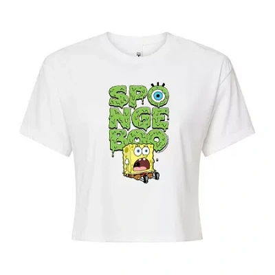 Novelty T-shirts Womens Crew Neck Short Sleeve Spongebob Graphic T-shirt In White