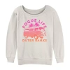 Novelty T-shirts Womens Juniors Crew Neck Long Sleeve Sweatshirt In White