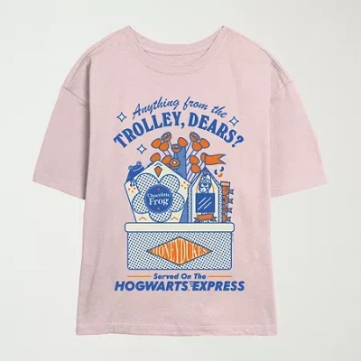 Novelty T-shirts Womens Juniors Crew Neck Short Sleeve Harry Potter Graphic T-shirt In Pink