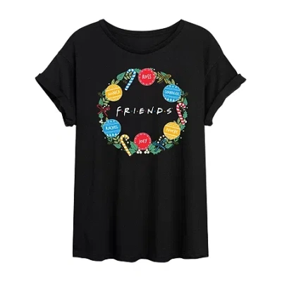 Novelty T-shirts Womens Juniors Crew Neck Short Sleeve Regular Fit Friends Graphic T-shirt In Black