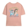 Novelty T-shirts Womens Juniors Crew Neck Short Sleeve Regular Fit Lilo & Stitch Graphic T-shirt In Orange